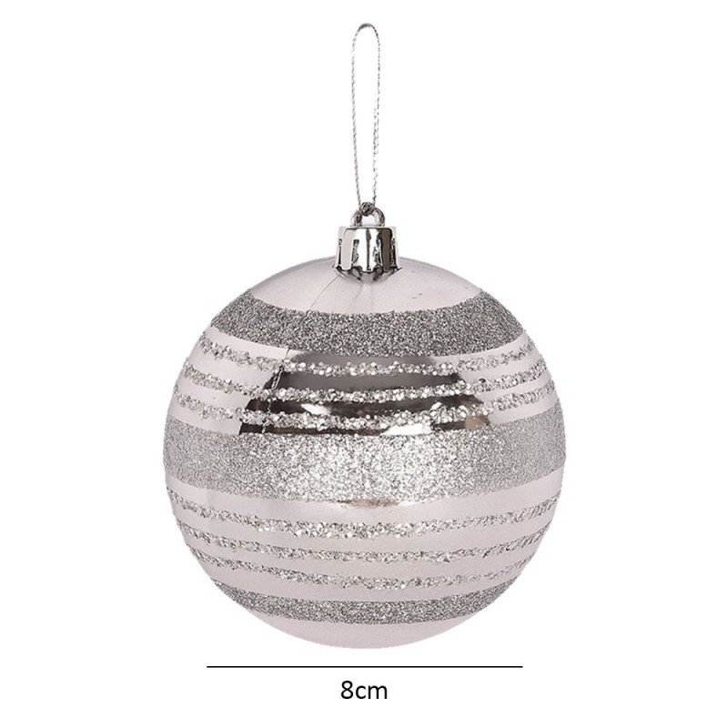 Kit Bola De Natal Encanto Prata 8cm 4 Unidades