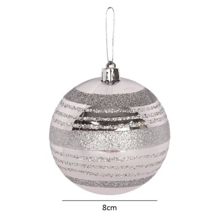 Kit Bola De Natal Encanto Prata 8cm 4 Unidades