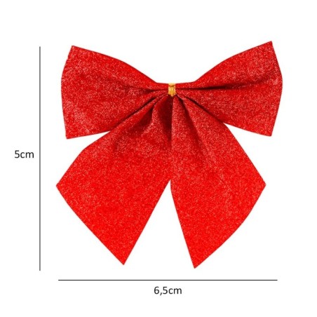 Kit 6 Laços Shine Com Glitter Enfeite De Natal