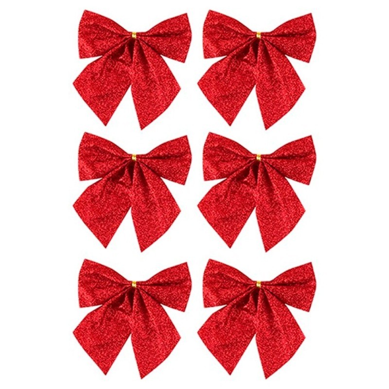Kit 6 Laços Shine Com Glitter Enfeite De Natal