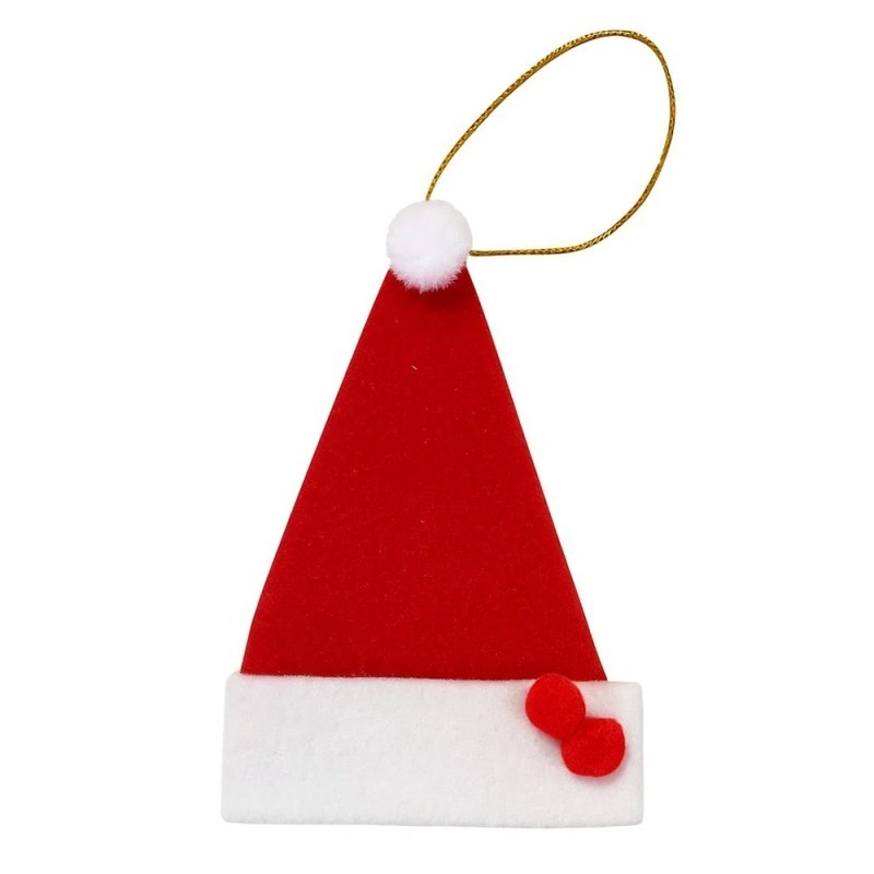 Kit 4 Gorros Vermelhos De Pendurar Arvore Natal 9 Cm