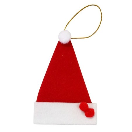 Kit 4 Gorros Vermelhos De Pendurar Arvore Natal 9 Cm