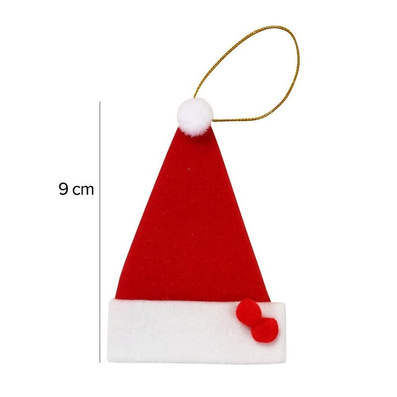 Kit 4 Gorros Vermelhos De Pendurar Arvore Natal 9 Cm