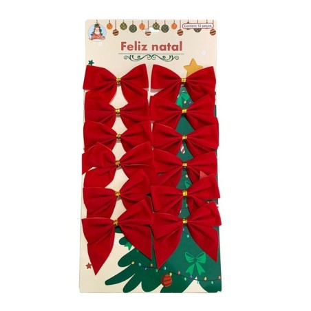 Kit 12 Laços Vermelho De Natal Enfeite 5 cm Atacado