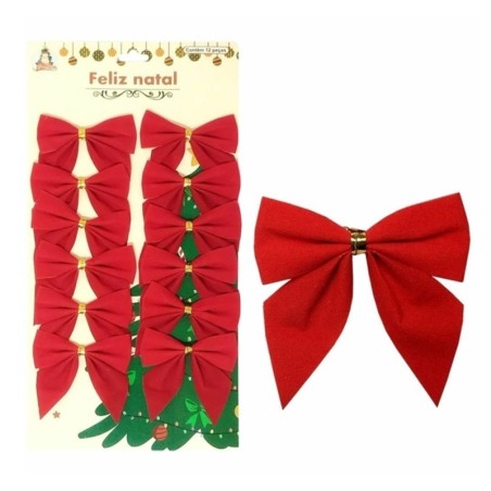 Kit 12 Laços Vermelho De Natal Enfeite 5 cm Atacado