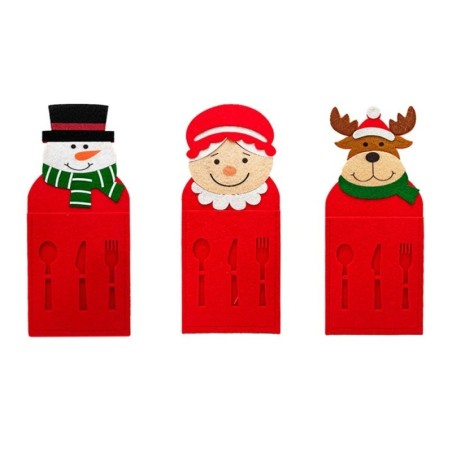Porta Talheres De Feltro Figuras Natalinas 24cm