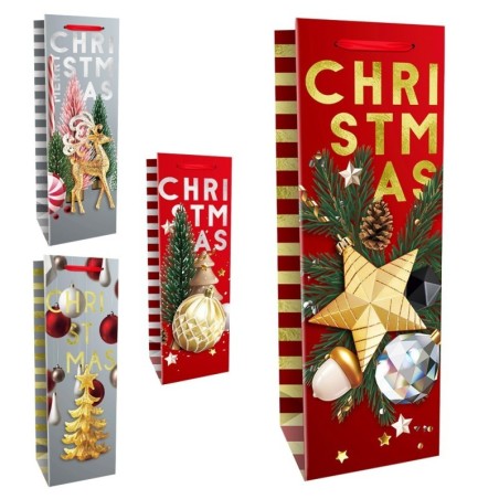 Sacola De Papel Natal Presente Garrafa De Vinho
