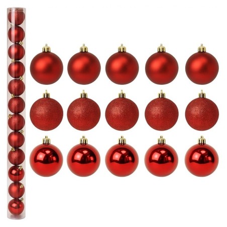 Kit Enfeite Bolas De Natal Mista Fosca Glitter Lisa 3cm