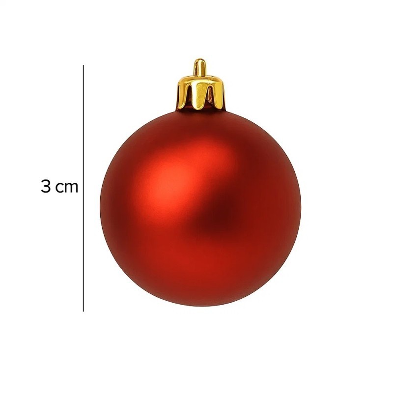 Kit Enfeite Bolas De Natal Mista Fosca Glitter Lisa 3cm