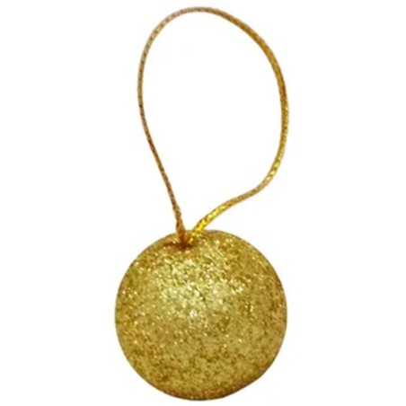 Kit Bola De Natal Dourada Com Glitter 16 Peças 4cm No Tubo