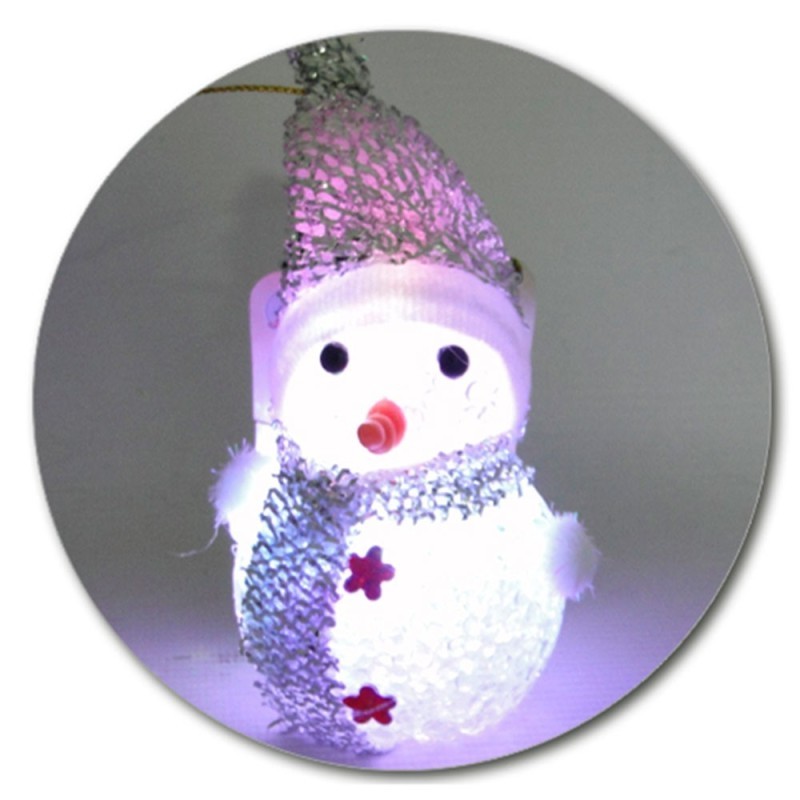 Boneco De Neve Enfeite Craquelado Com LED A Bateria
