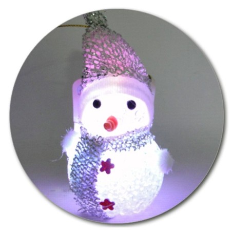 Boneco De Neve Enfeite Craquelado Com LED A Bateria