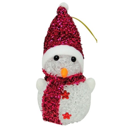 Boneco De Neve Enfeite Craquelado Com LED A Bateria