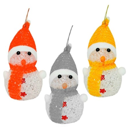 Boneco De Neve Enfeite Craquelado Com LED A Bateria