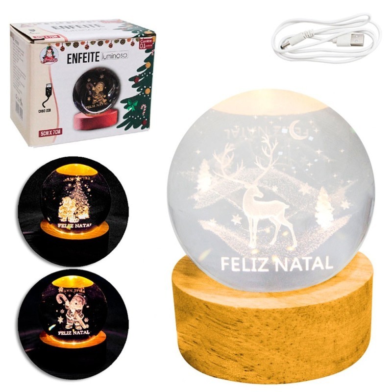 Luminária Natalina Globo De Vidro Led Decorativo