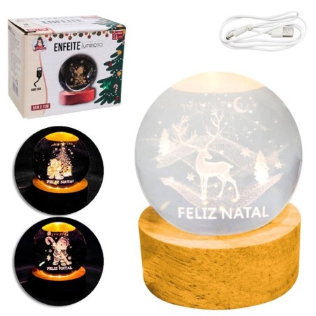 Luminária Natalina Globo De Vidro Led Decorativo