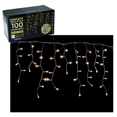 Pisca Pisca Cascata Branco Quente 100 LEDs 220v