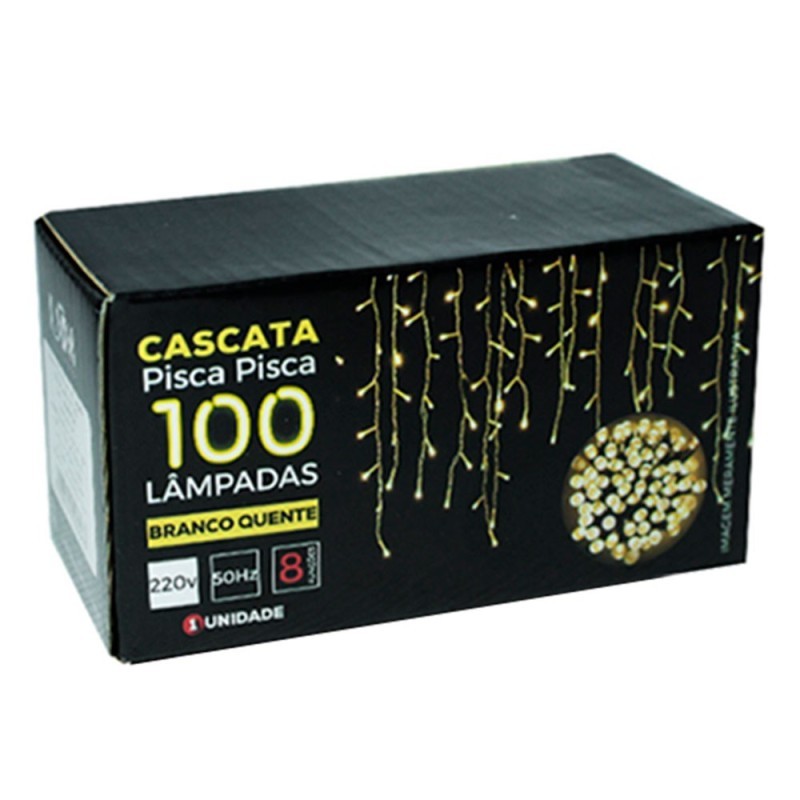 Pisca Pisca Cascata Branco Quente 100 LEDs 220v