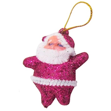Enfeite De Natal Papai Noel Colorido Com Glitter 6 Unidades