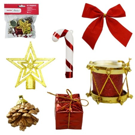 Kit Enfeites Pendentes De Natal Mistos 10 peças
