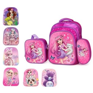 Kit Mochila Escolar Infantil Alto Relevo Com Lancheira E Estojo