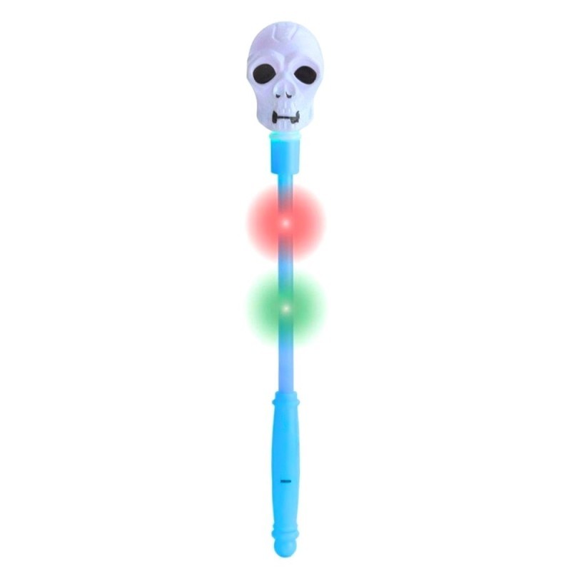 Varinha Caveira Halloween Com LED De Plástico 34cm