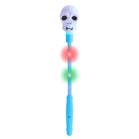 Varinha Caveira Halloween Com LED De Plástico 34cm