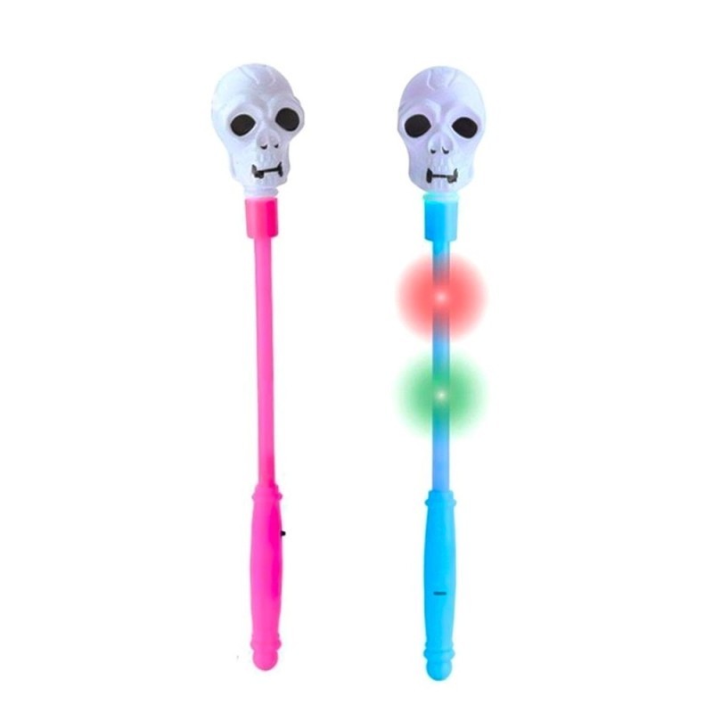 Varinha Caveira Halloween Com LED De Plástico 34cm