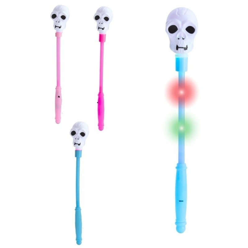 Varinha Caveira Halloween Com LED De Plástico 34cm