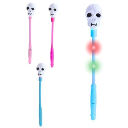 Varinha Caveira Halloween Com LED De Plástico 34cm