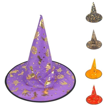 Chapéu De Bruxa Halloween Estampas Metalizadas Sortidas