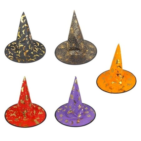 Chapéu De Bruxa Halloween Estampas Metalizadas Sortidas