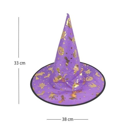 Chapéu De Bruxa Halloween Estampas Metalizadas Sortidas