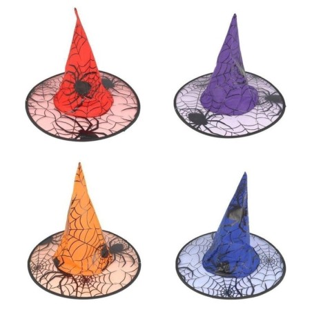 Chapéu De Bruxa Coloridos Com Aranhas Halloween
