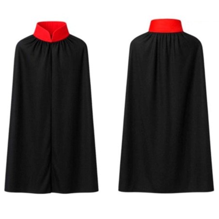 Capa De Vampiro Preto E Vermelha Fantasia Halloween 80cm