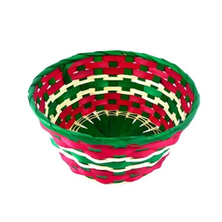 Cesta Natalina Multicor De Bambu Sem Alças 21cm
