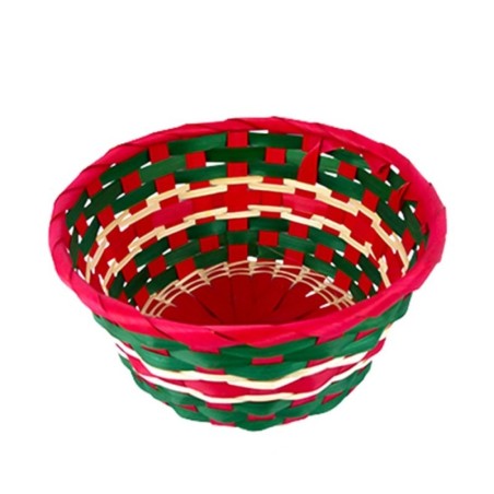 Cesta Natalina Multicor De Bambu Sem Alças 21cm