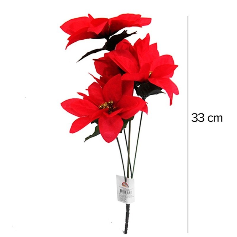Mini Buque De Flores Natalinas Vermelhas Com Brilho