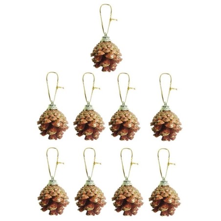 Kit Enfeites De Natal Pinha Com Brilho Dourado