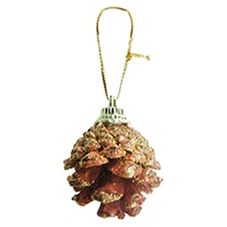 Kit Enfeites De Natal Pinha Com Brilho Dourado