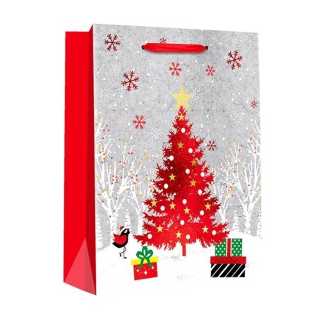 Sacola De Papel Para Presente Figuras Natalina 40CM