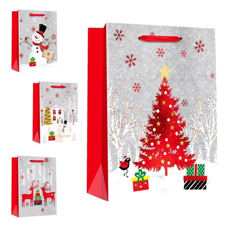 Sacola De Papel Para Presente Figuras Natalina 40CM