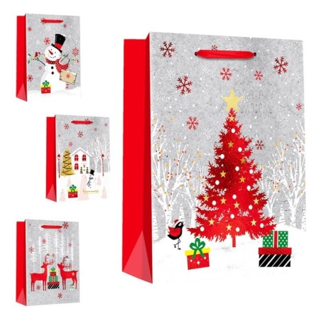 Sacola De Papel Para Presente Figuras Natalina 40CM