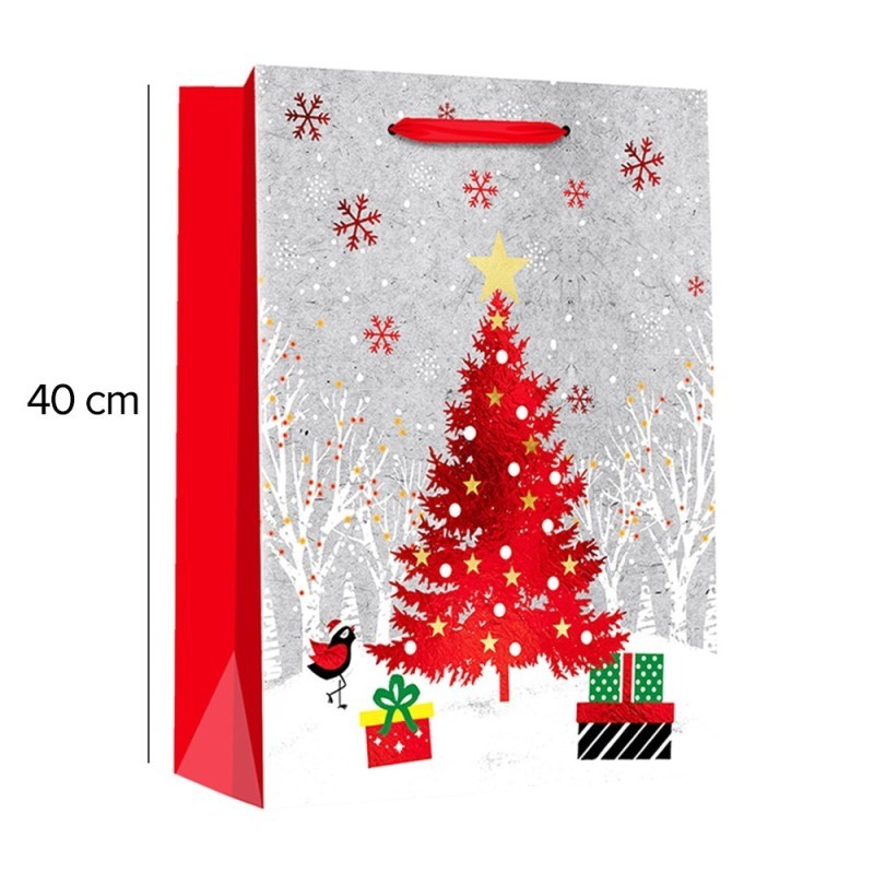 Sacola De Papel Para Presente Figuras Natalina 40CM