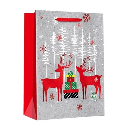 Sacola De Papel Para Presente Figuras Natalina 40CM