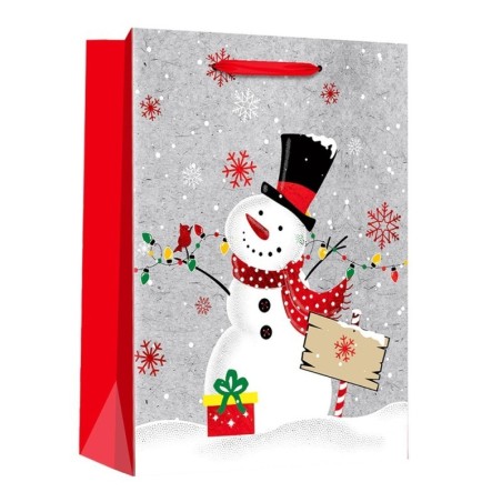 Sacola De Papel Para Presente Figuras Natalina 40CM