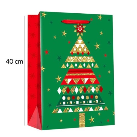 Sacola Presente Figuras Natalina Com Glitter 40CM