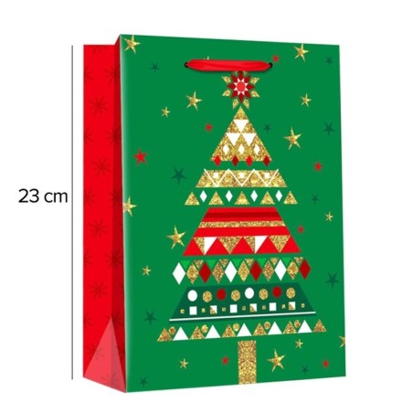 Sacola Presente Com Glitter Figuras Natalina 23CM