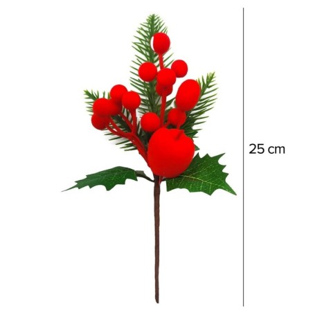 Enfeite Decorativo Pick Camurça Azevinhos 25CM