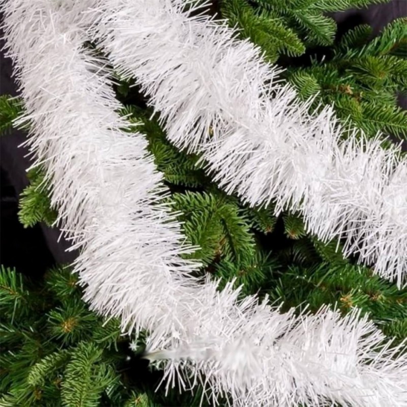 Enfeite Festão Branco Silver Para Árvore De Natal 2 Metros
